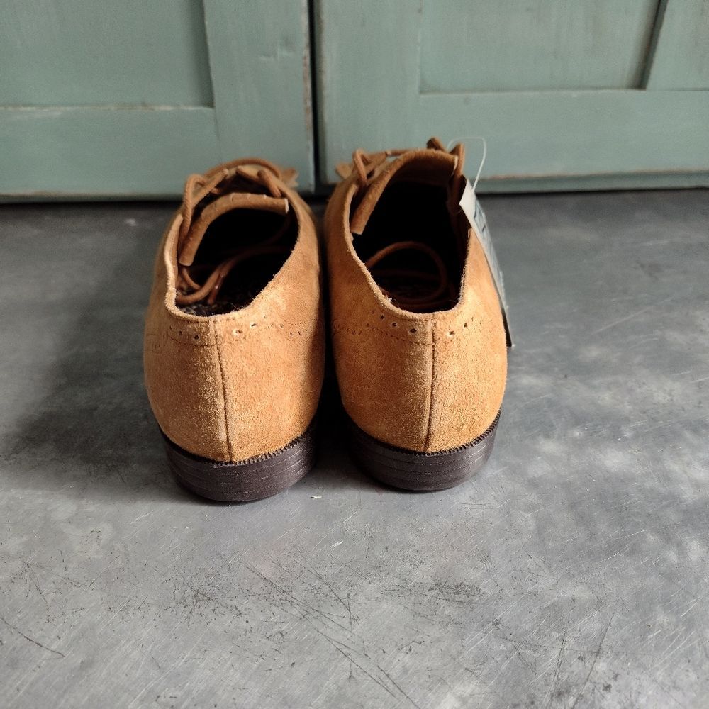 The Leather Collection Shoes Womens 8.5 Suede Lace Up Fringe Tan NEW Old Stock - Picture 6 of 9